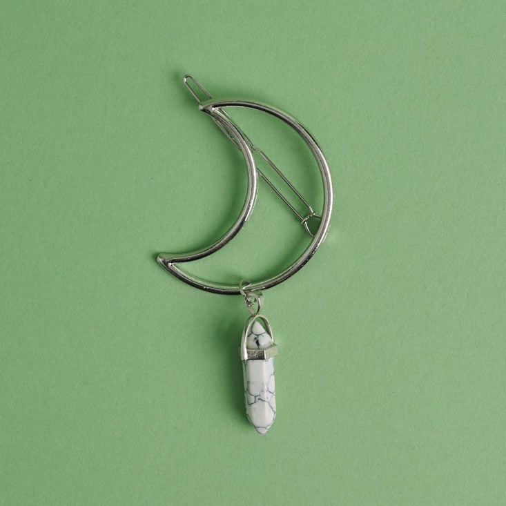Crescent Moon with dangling "gemstone" Hair Clip