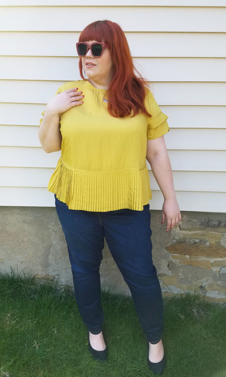 Pleat Ruffle Top in Yellow by Lost Link, 