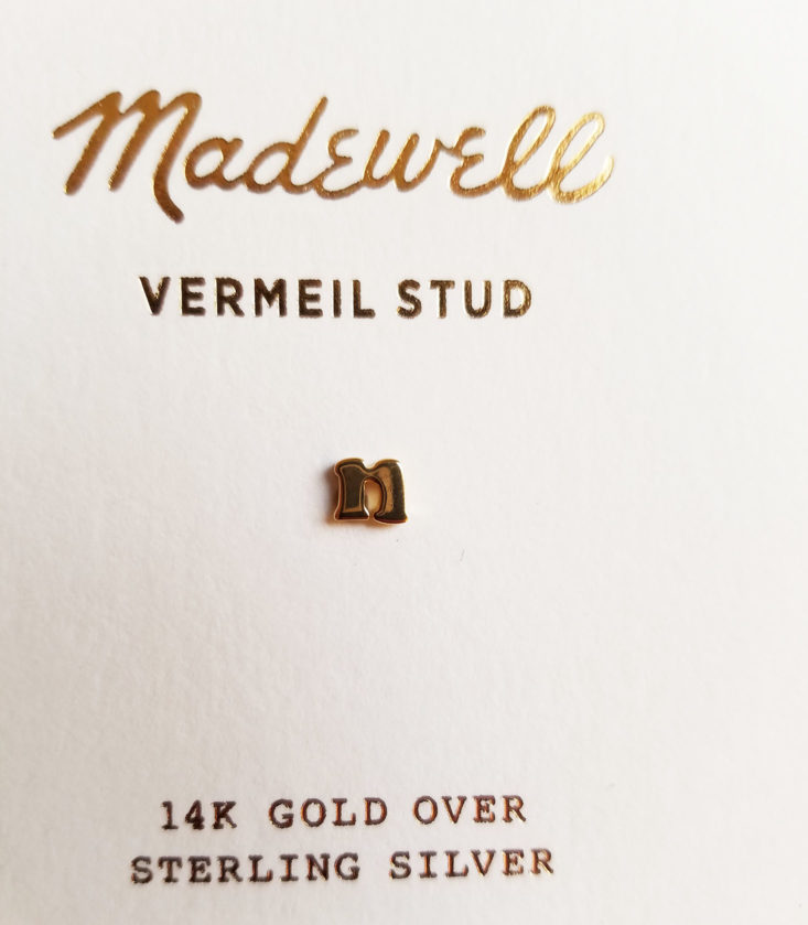 Initial Stud Earring in “N” by Madewell 