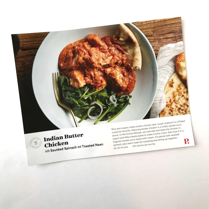 Plated May 2018 - butter chicken 3