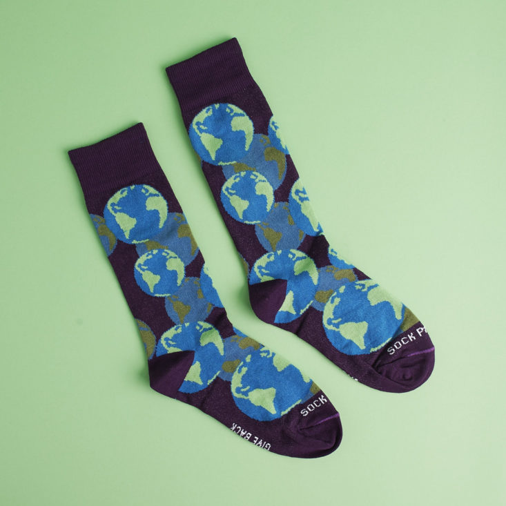 Purple socks with earths