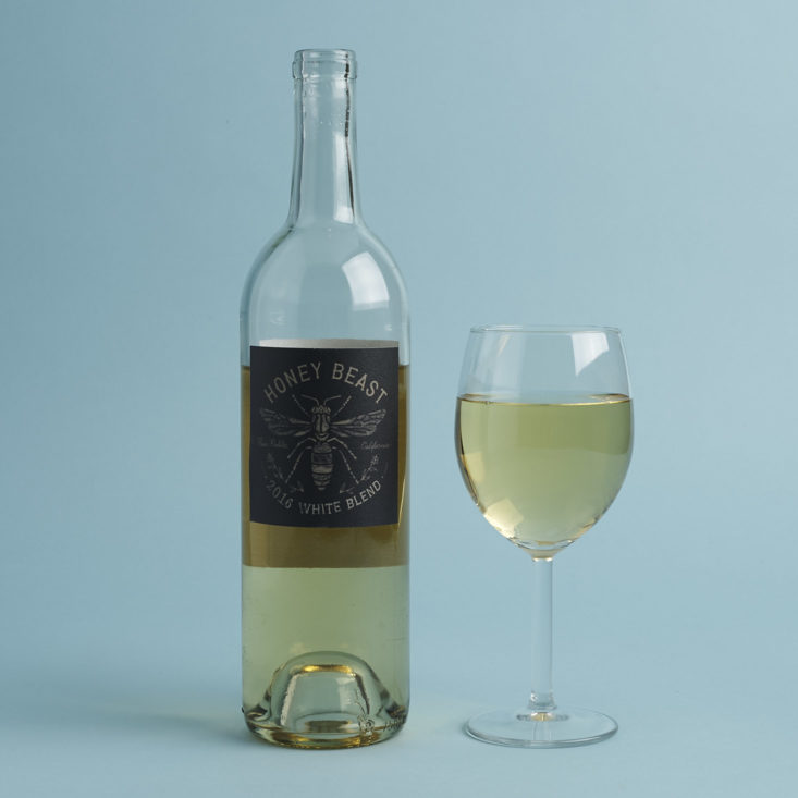 2016 Honey Beast White Blend with glass