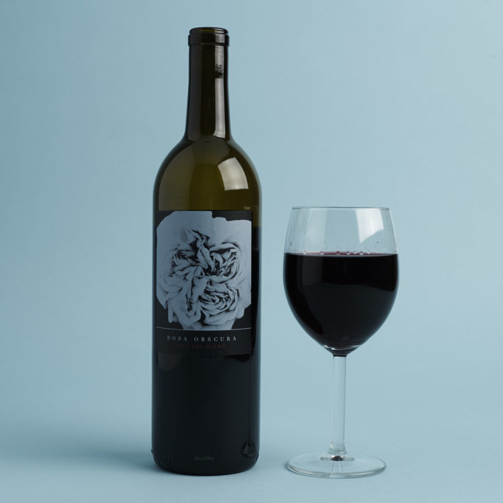 2016 Rosa Obscura Red Blend with glass