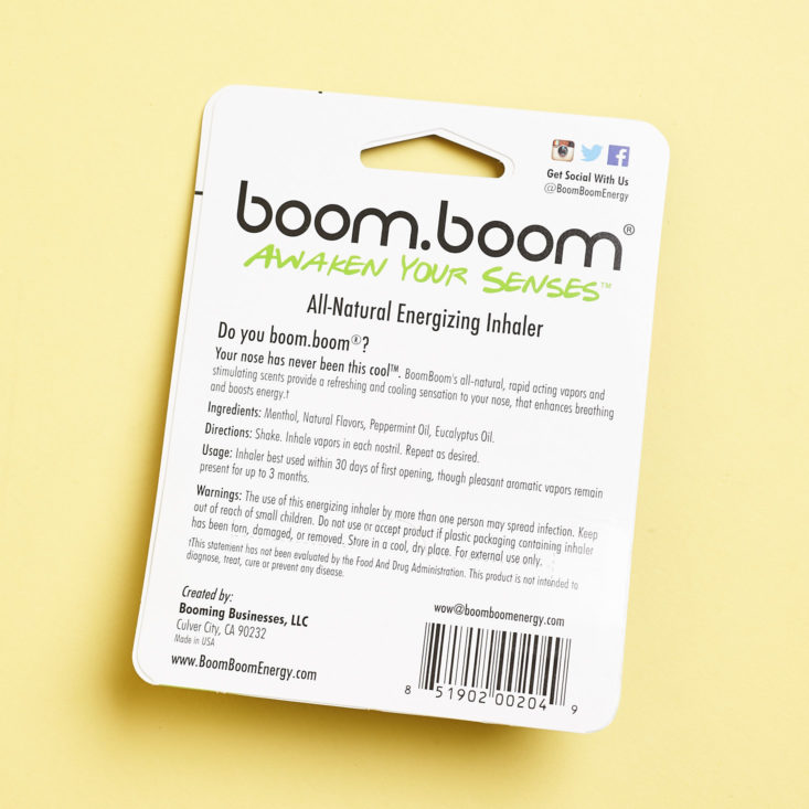 boom boom back of package