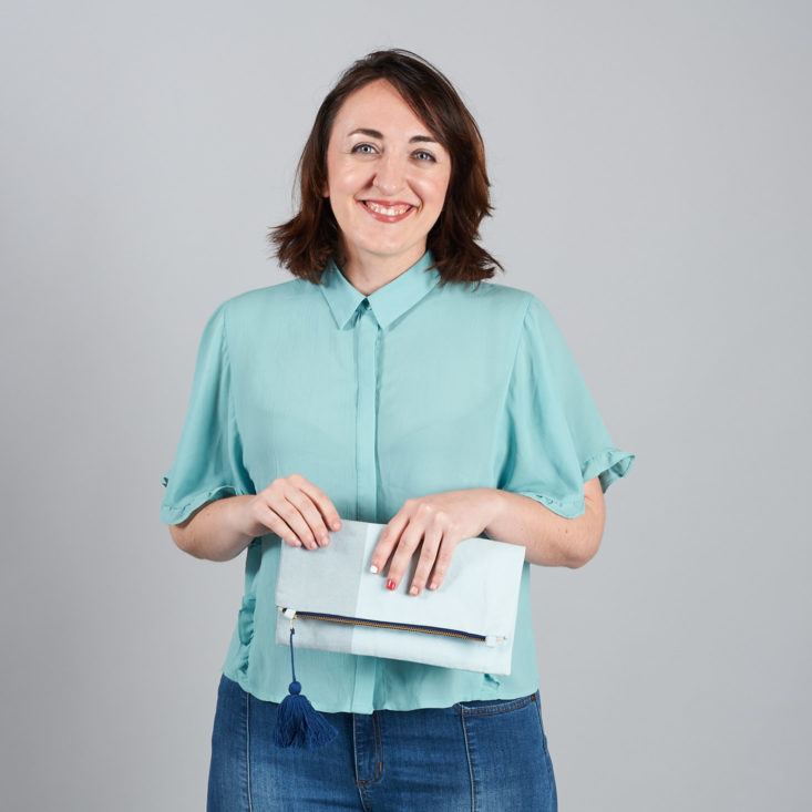 causebox summer blue clutch