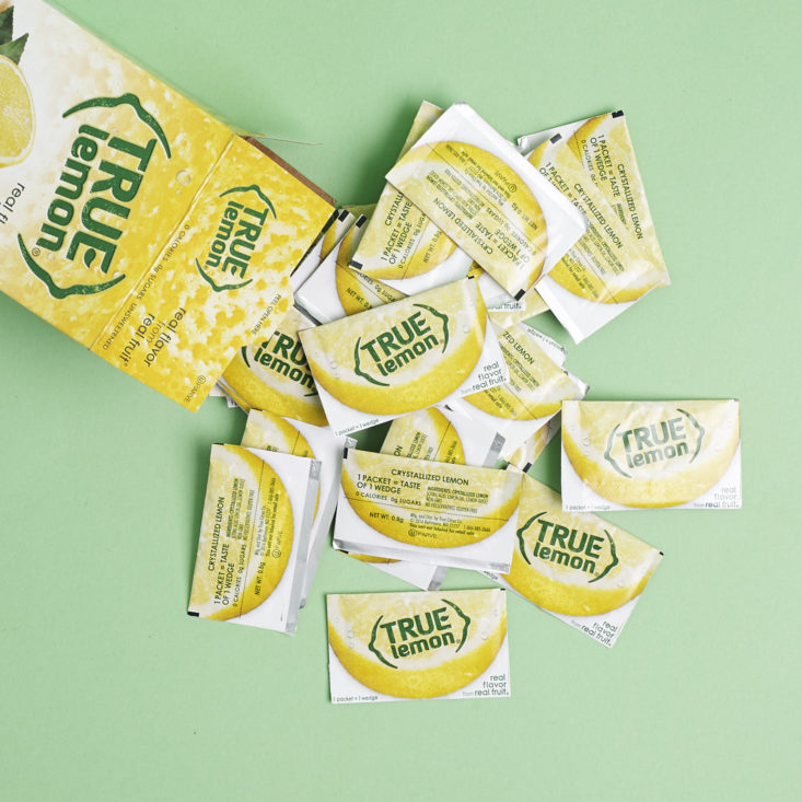 true lemon packets pouring out of box