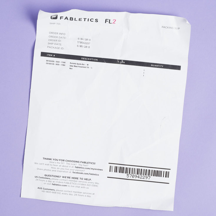 fabletics demi lovato invoice