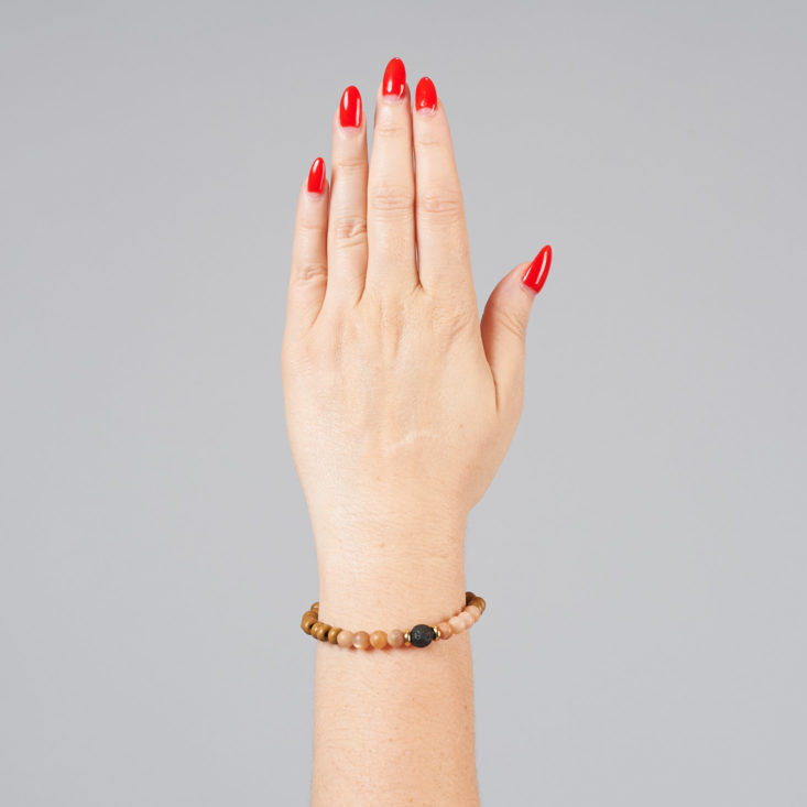 Ten Petal Studios Sunstone and Lava Rock Diffuser Bracelet on arm