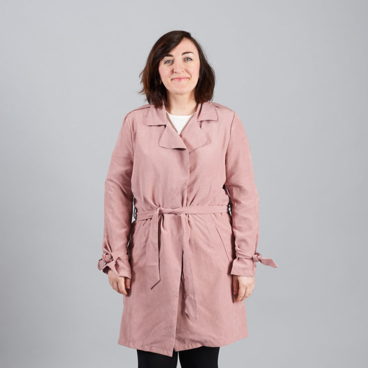 golden tote pink belted coat