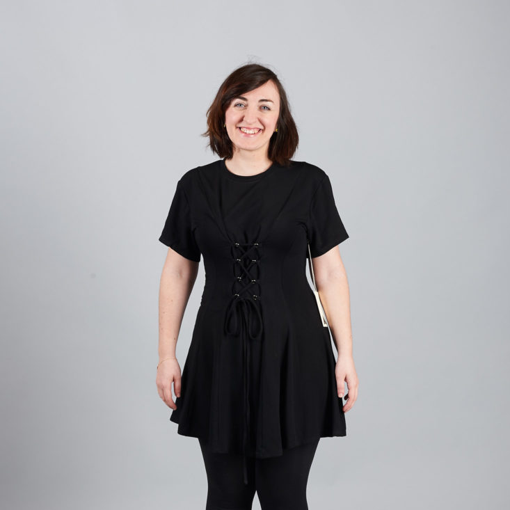 golden tote lace up dress