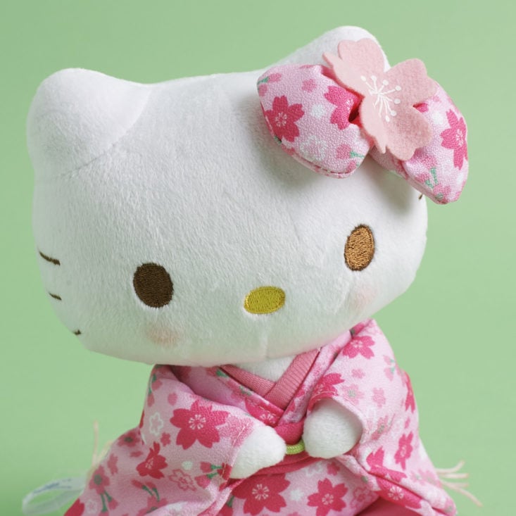 close up of Hello Kitty kneeling in a kimono Plush 