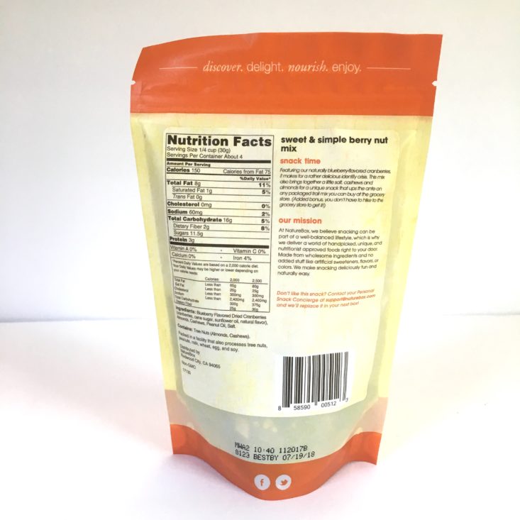 Naturebox June 2018 Sweet and Simple Berry Nut Mix
