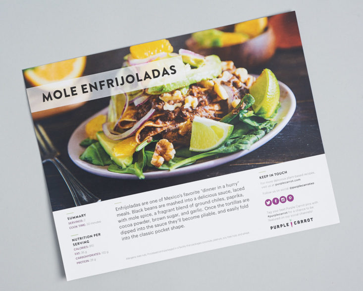 purple carrot enchiladas recipe card