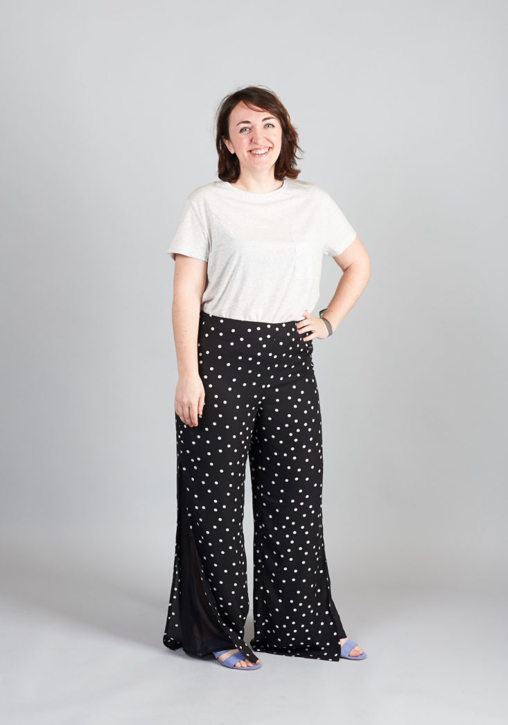 shoedazzle black palazzo pants on model