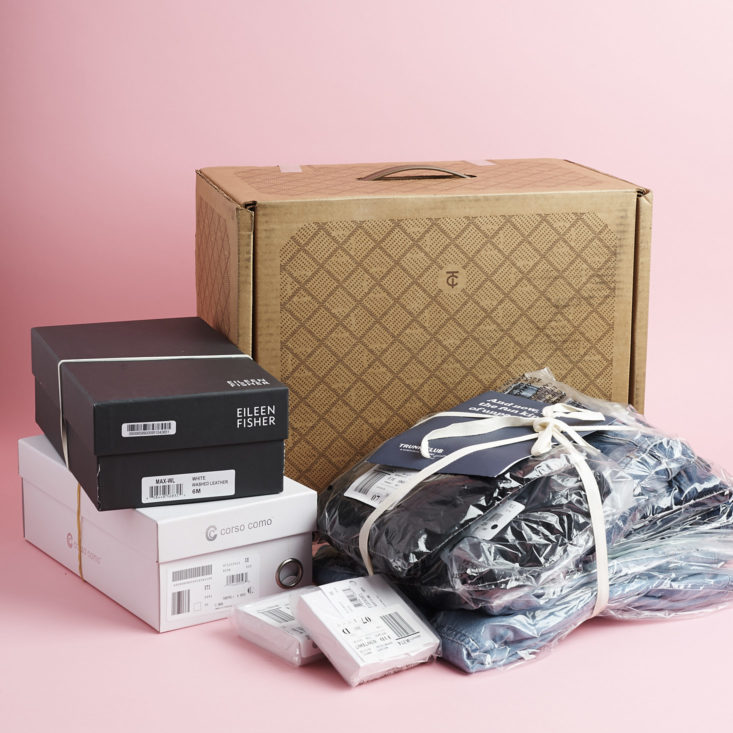 Trunk Club box with items wrapped up