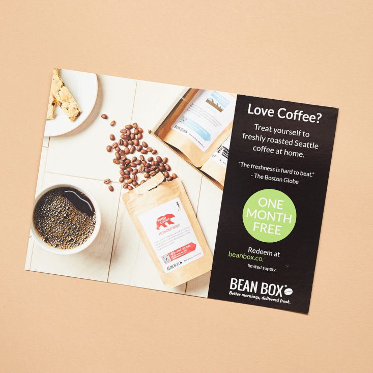 bean box coupon card