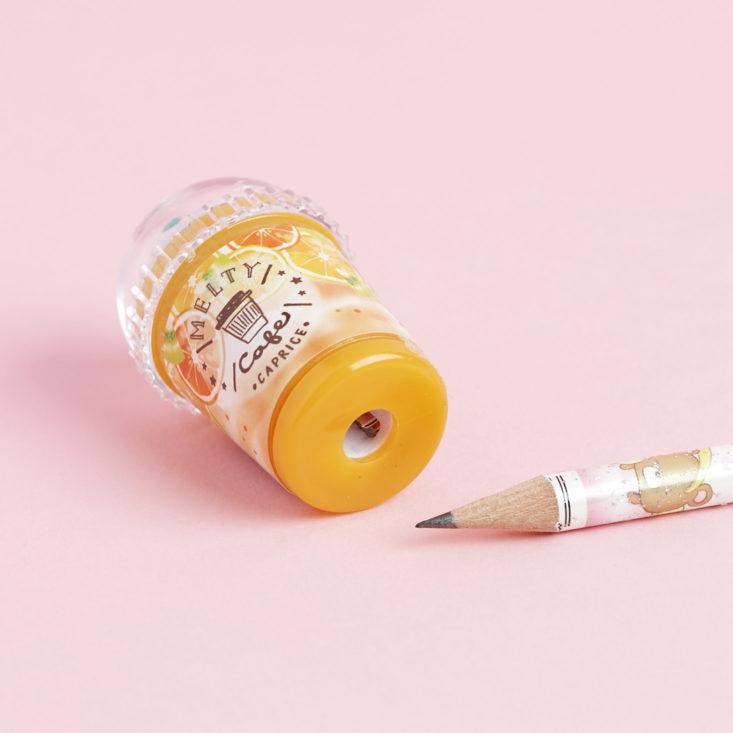 Melty Cafe Pencil Sharpener with pencil tip