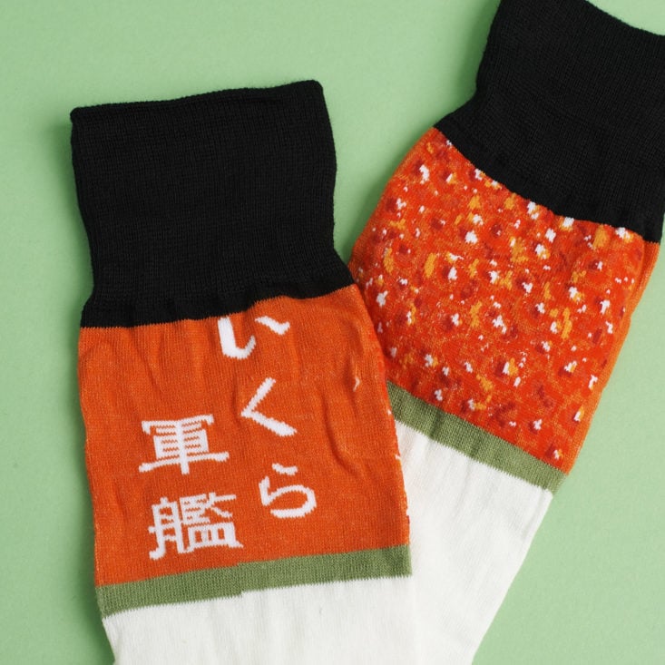close up of sushi socks