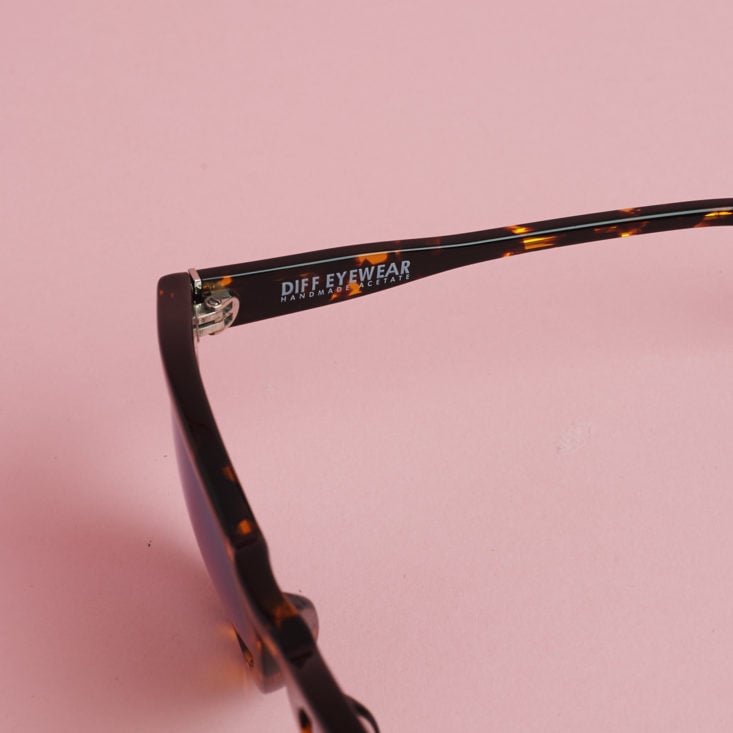 close up of inside arm of Dime II Sunglasses by DIFF Eyewear