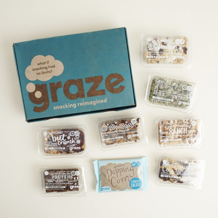 contents of Graze 8 Snack Variety box
