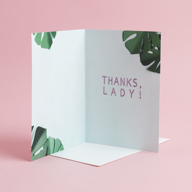 inside of lana red studio "thanks lady" card