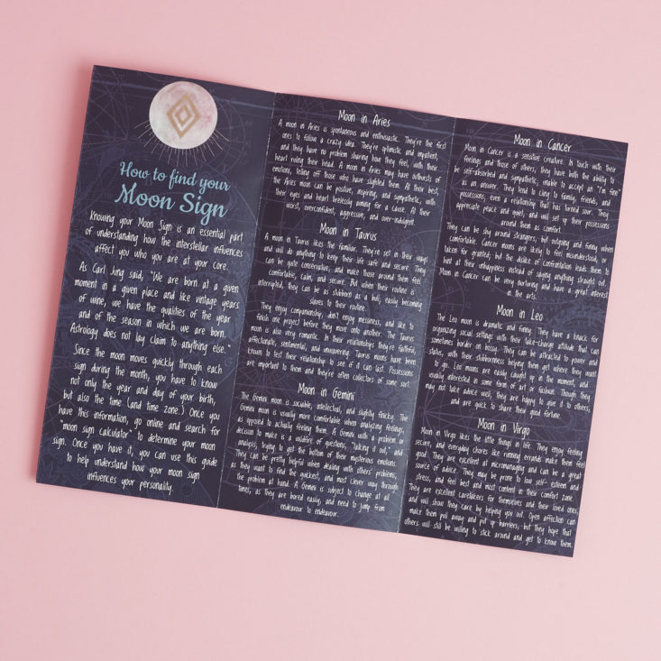inside of Guide to Moon Signs pamphlet