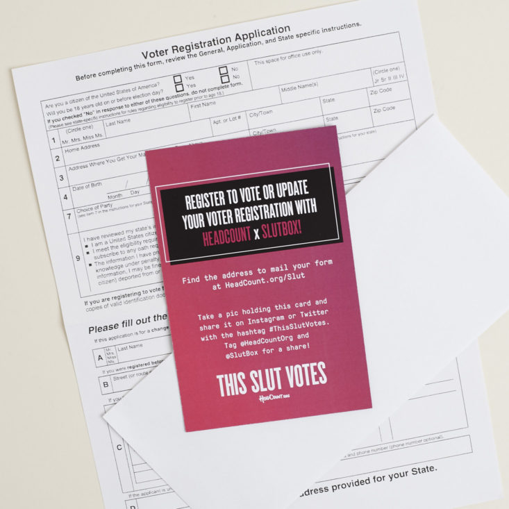 Voter Registration paperwork with other side of info card 