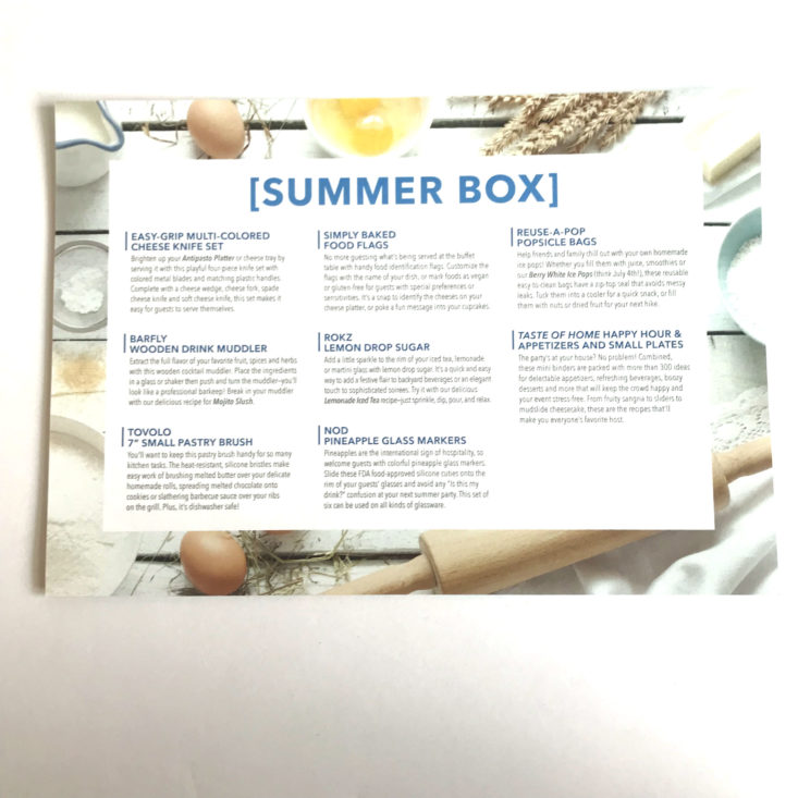 Taste of Home Summer 2018 - information card back