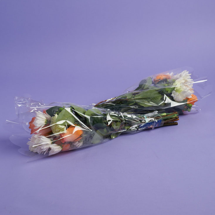 Flowers wrapped in plastic