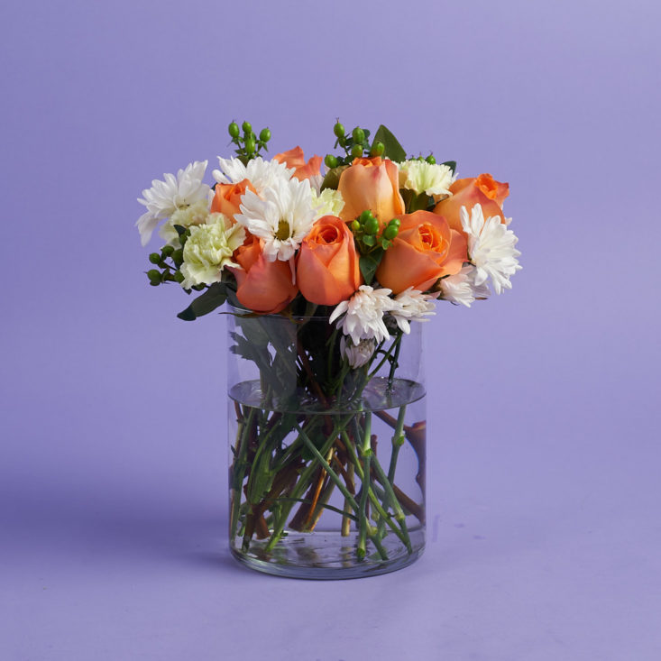 Finished flower arrangement in vase