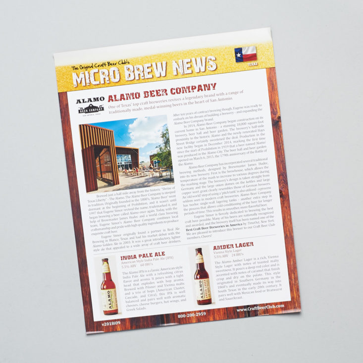 craft beer info sheet