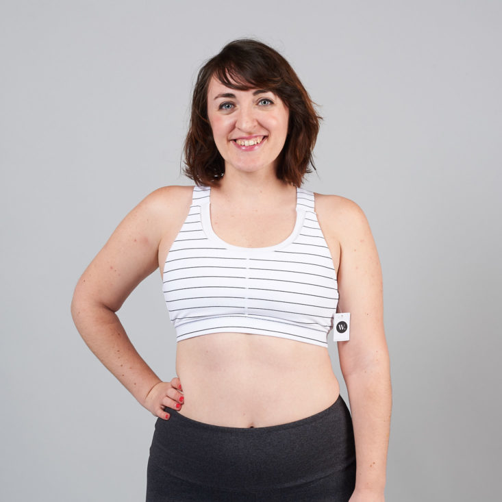 wantable fitness white striped bra