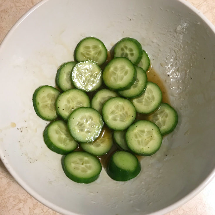 sliced marinating Persian cucumbers