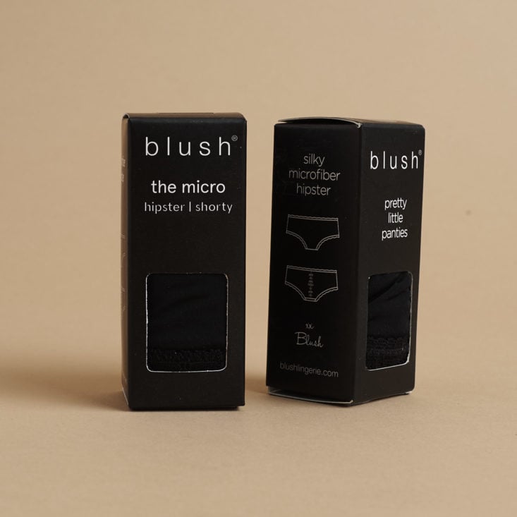 two boxes of Blush The micro laced trimmed hipster underwear in black
