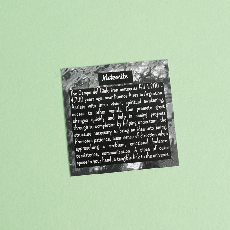 Meteorite info card