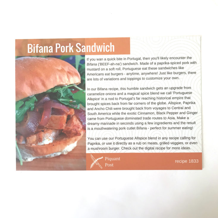 Piquant Post July 2018 - bifana pork sandwich recipe