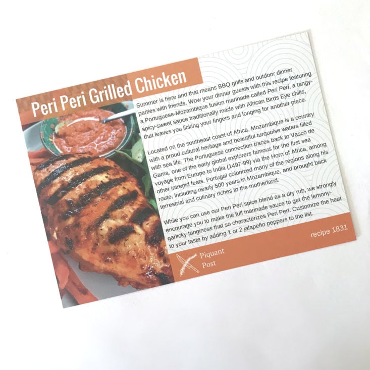 Piquant Post July 2018 - peri peri grilled chicken recipe