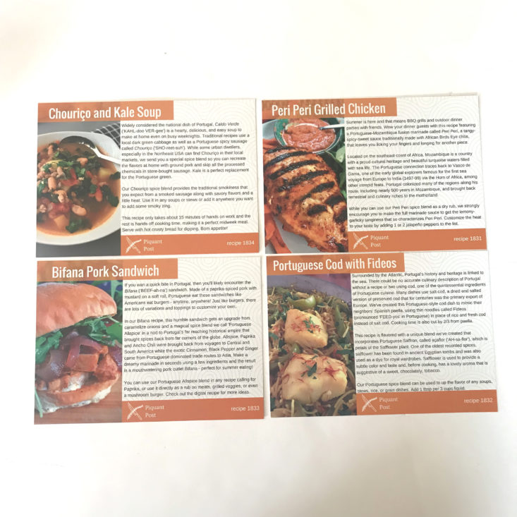 Piquant Post July 2018 - recipe cards