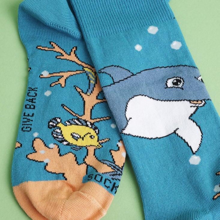 close up of Dolphin and sea life socks