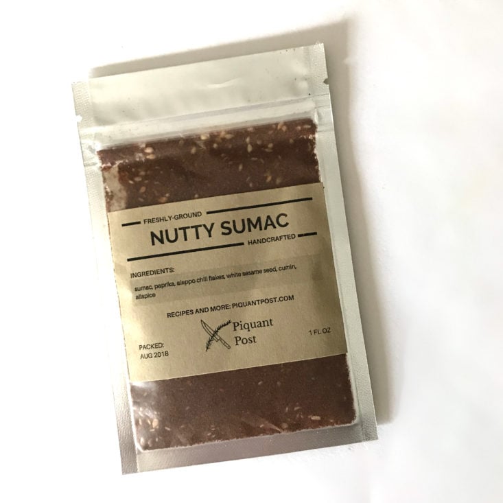 Piquant Post August 2018 - nutty sumac spice