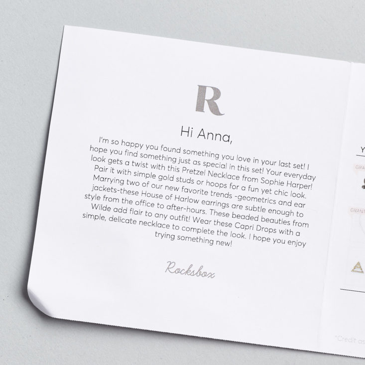 rocksbox stylist note