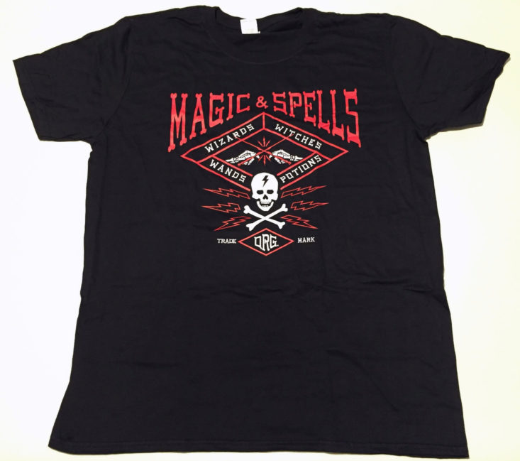 World of Wizardry August 2018 spells shirt wide