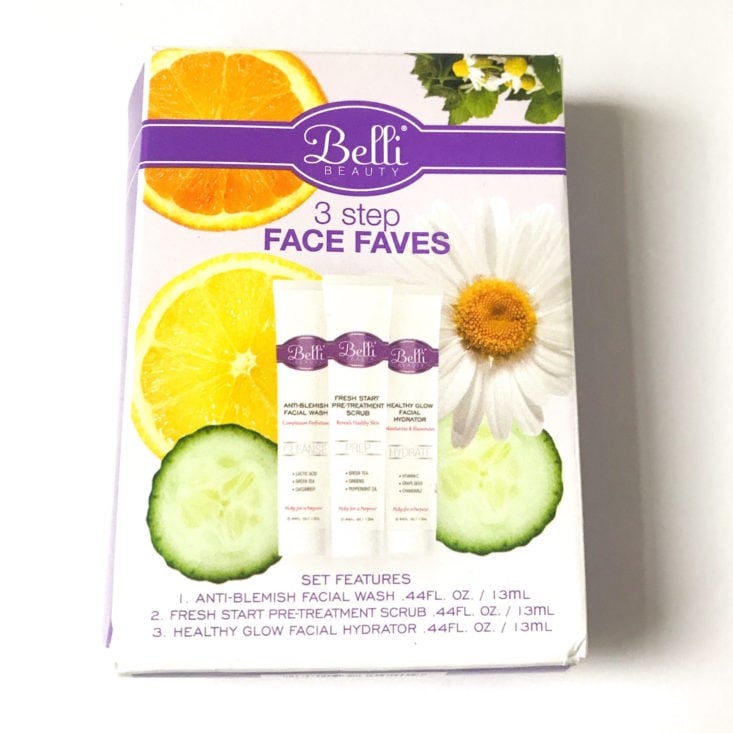 Beauty Swag September 2018 - Belli Beauty 3 Step Face Faves Front