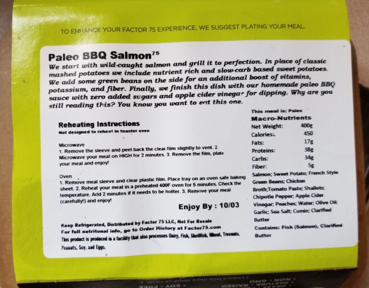 Factor 75 bbq salmon info