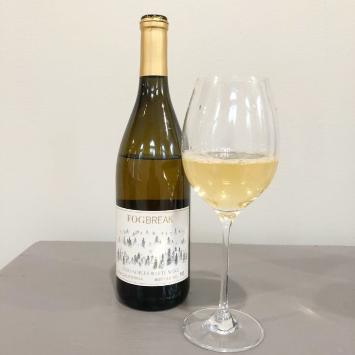 First Leaf Wine October 2018 - Fog Break White Blend Bottle with Glass Front