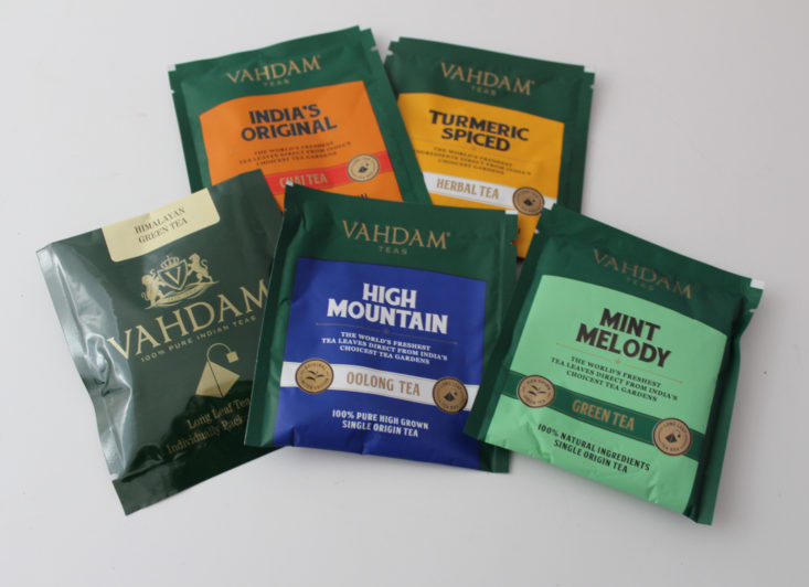 Fit Snack Box October 2018 - Vahdam Assorted Leaf Tea Bags Top