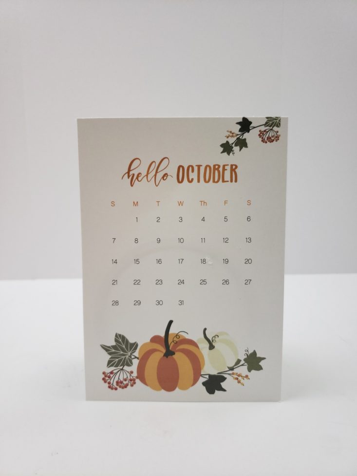 Flair & Paper October 2018 - Calendar Current Month Front