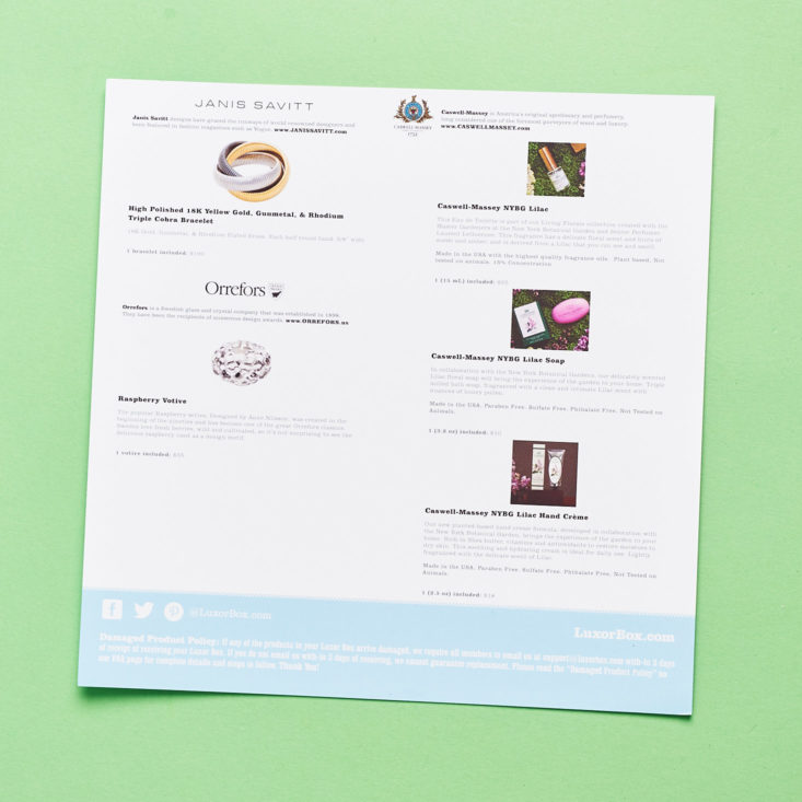 Luxor Box September 2018 - Info Template Back