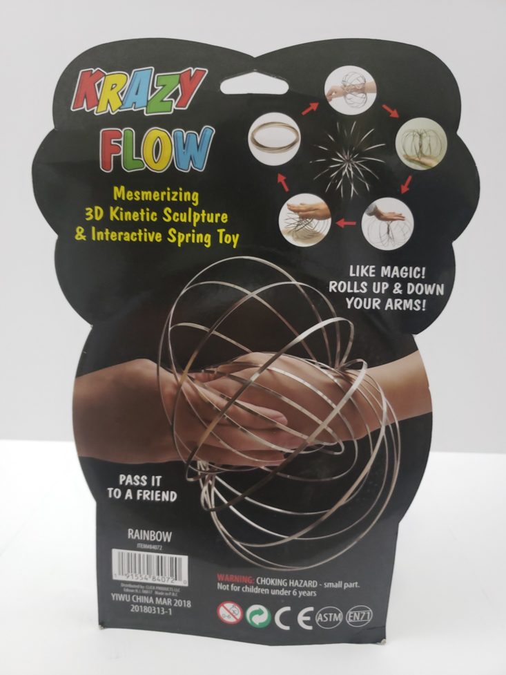 MINI MYSTERY BOX OF AWESOME October 2018 - Krazy Flow Interacting Spring Toy Box Back View