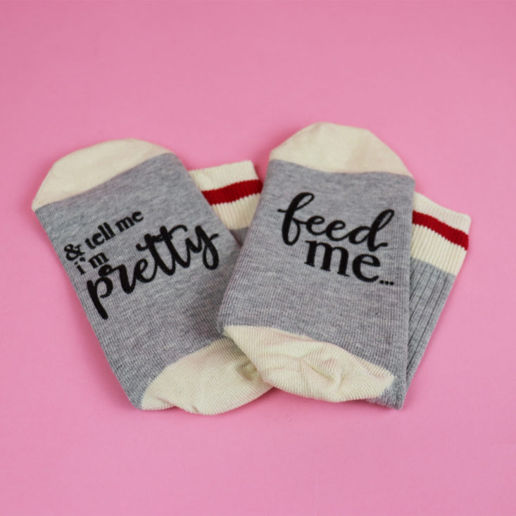 obviously chic socks with sayings showing